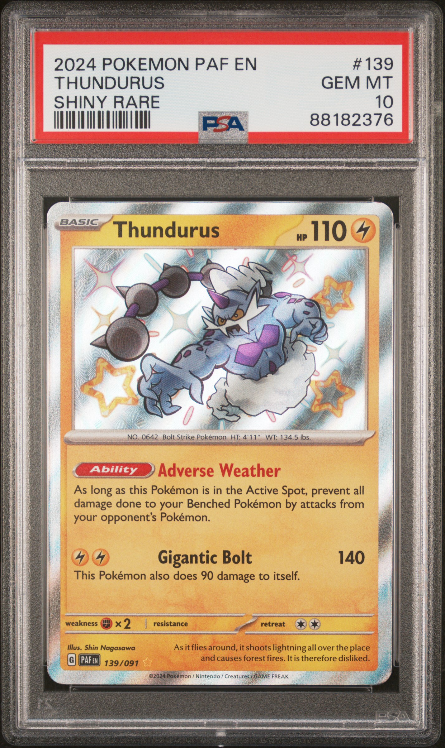 Thundurus 2024 Paldean Fates #139/091 Shiny Rare Price Guide - Sports ...