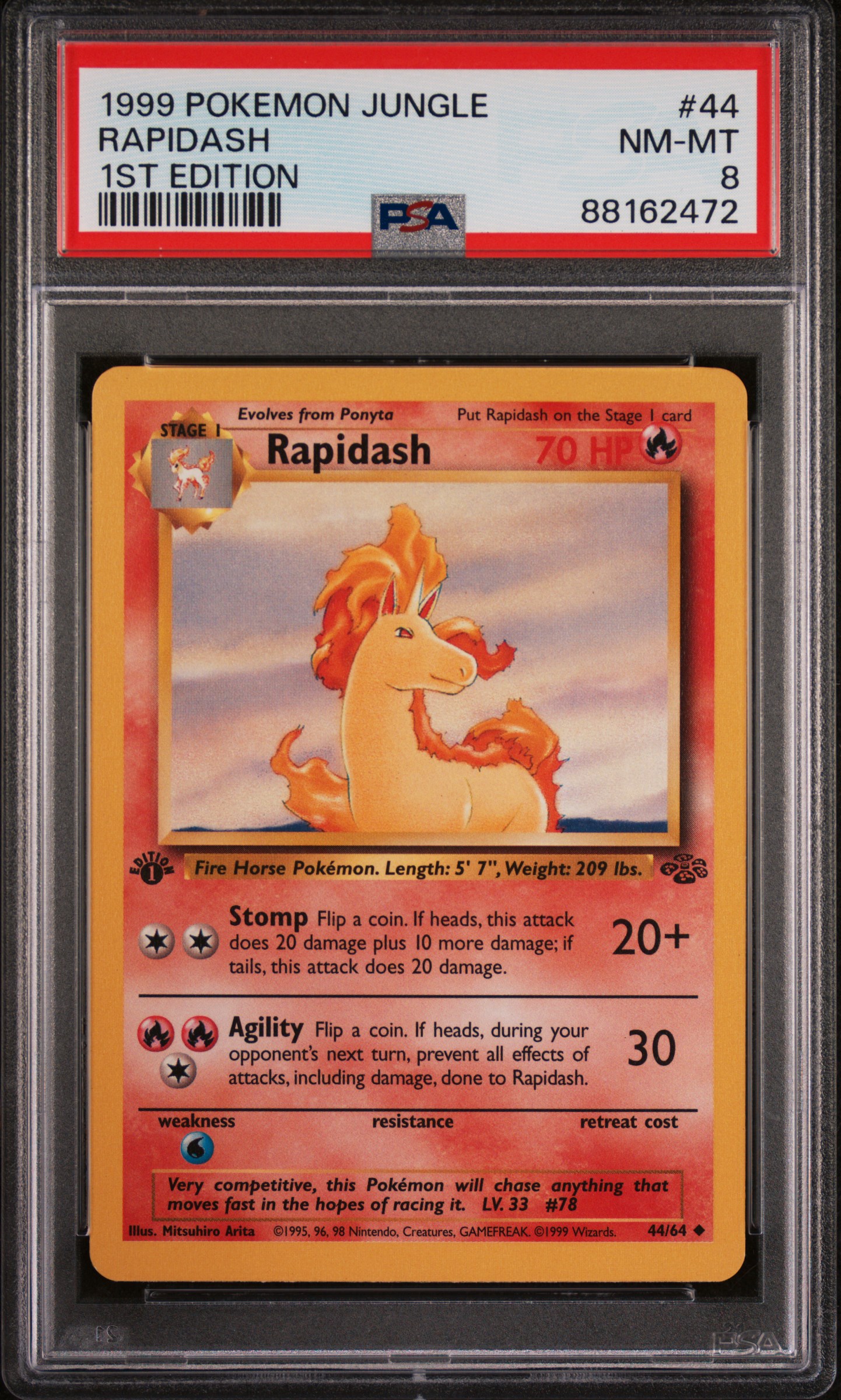 1999 Pokemon Jungle 1st Edition #44 Rapidash – PSA NM-MT 8