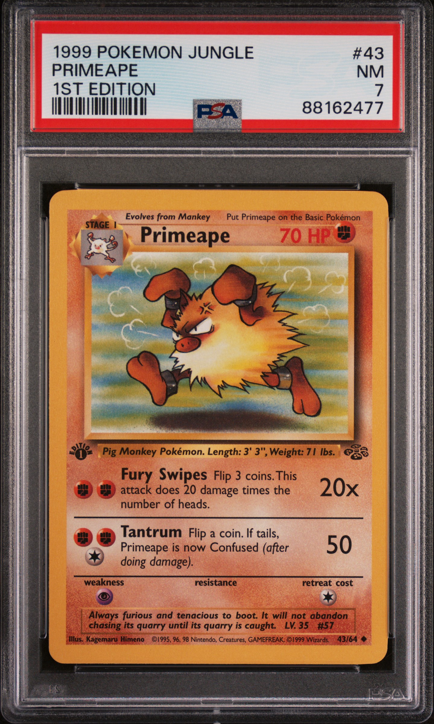1999 Pokemon Jungle 1st Edition #43 Primeape – PSA NM 7