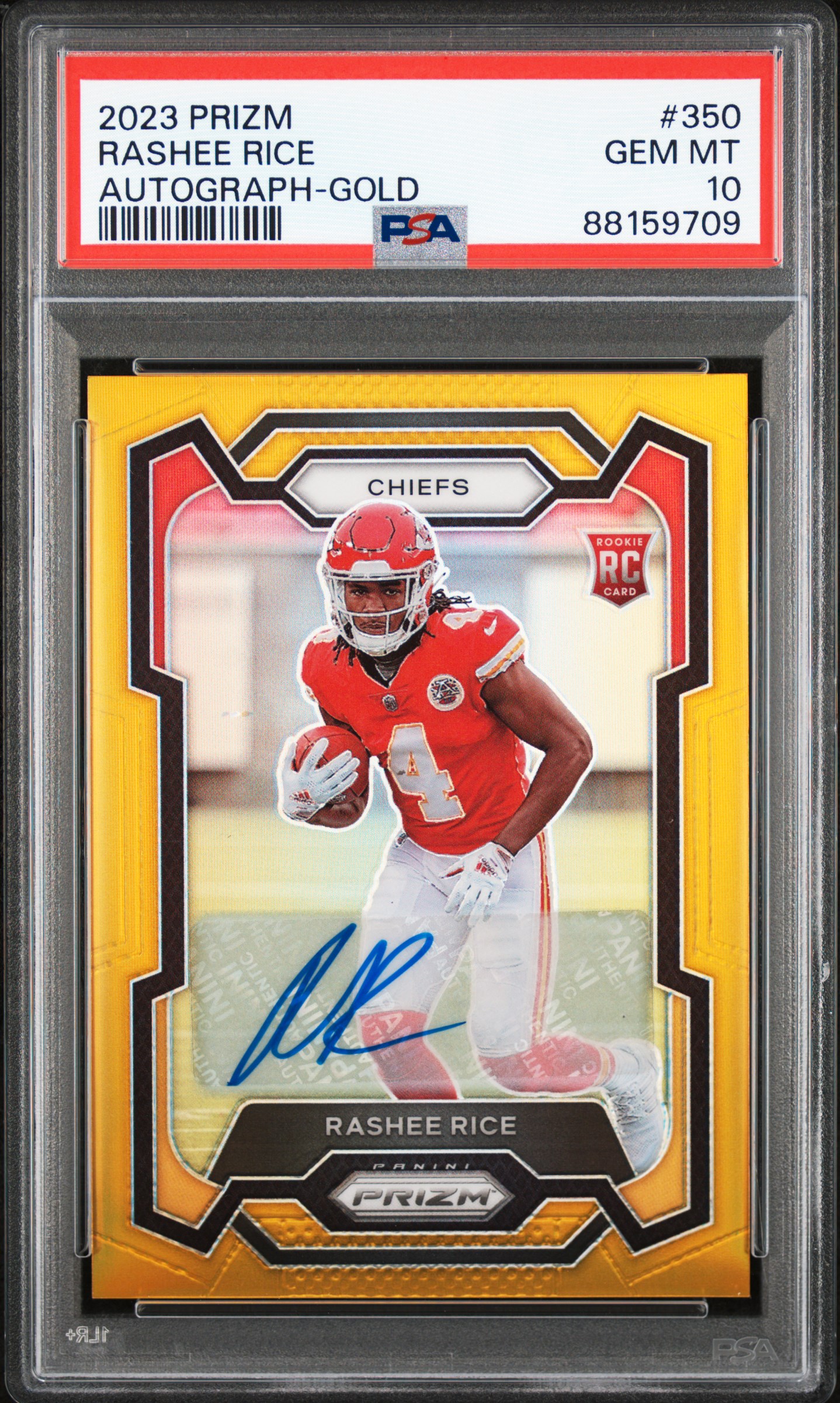 2023 Panini Prizm Rashee Rice #350 (Autograph-Gold Prizm) Gem Mt 10 front