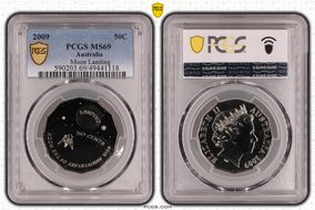 2009 50C Moon Landing Colorized MS69