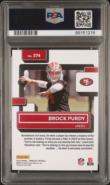 2022 Panini Donruss Brock Purdy #374 Gem Mt 10 back