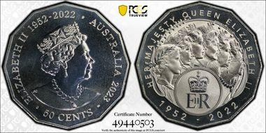 2023 50C Her Majesty QEII Cu-Ni Six Effigies MS69