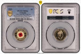 2023 $2 35th Ann $2 Coin Set Colorized Remembrance Red Poppy MS66