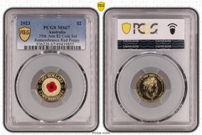 2023 $2 35th Ann $2 Coin Set Colorized Remembrance Red Poppy MS67