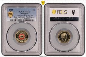 2023 $2 35th Ann $2 Coin Set Colorized Lest we Forget-War Graves MS66