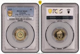 2023 $2 35th Ann $2 Coin Set Colorized Lest We Forget-Memorial Dome MS65