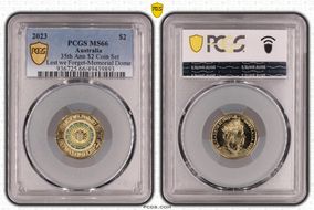2023 $2 35th Ann $2 Coin Set Colorized Lest We Forget-Memorial Dome MS66