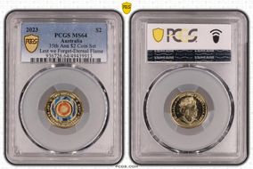 2023 $2 35th Ann $2 Coin Set Colorized Lest we Forget-Eternal Flame MS64