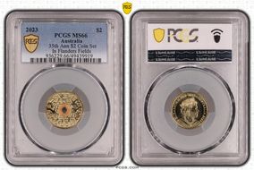 2023 $2 35th Ann $2 Coin Set Colorized In Flanders Fields MS66