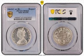 1862(C or B) Rupee MS62