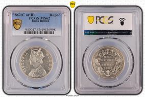 1862(C or B) Rupee MS62
