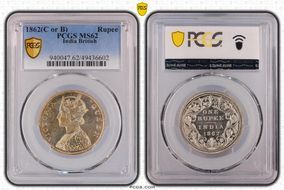 1862(C or B) Rupee MS62