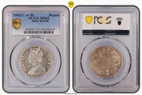 1862(C or B) Rupee MS62