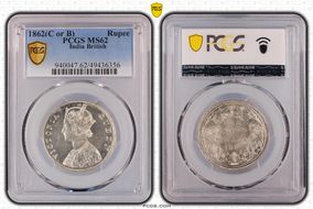 1862(C or B) Rupee MS62