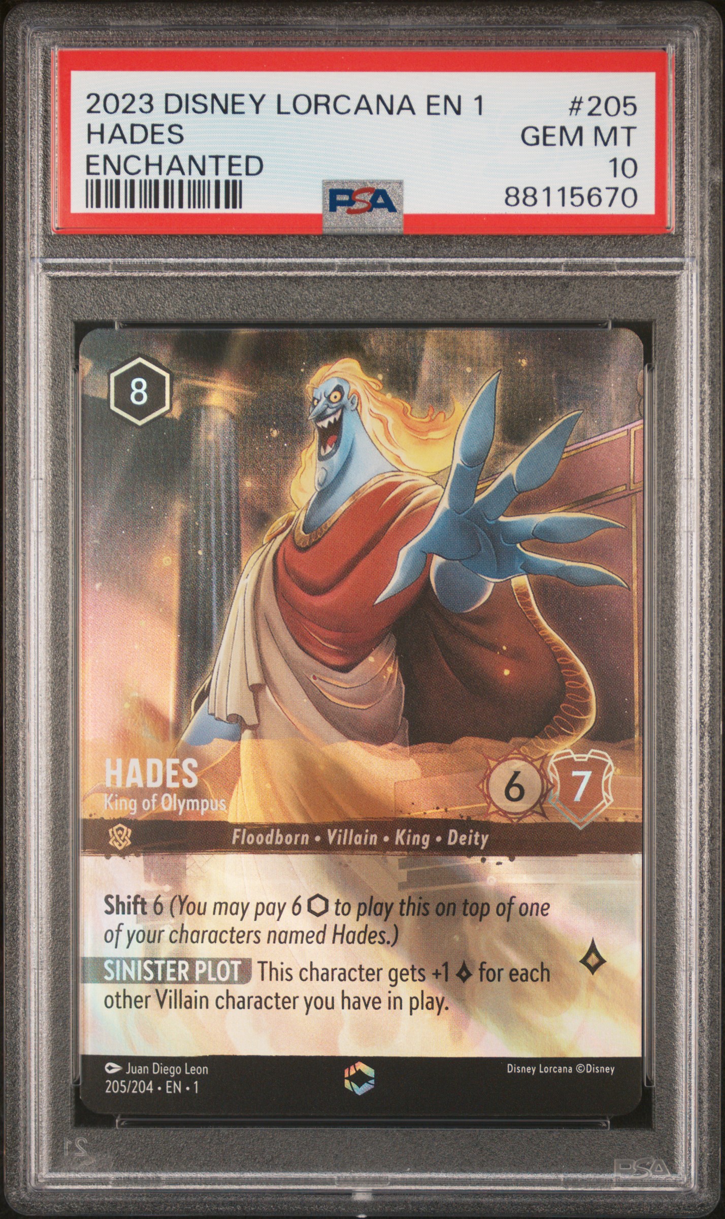 Image of Disney Lorcana Hades #205 PSA 10