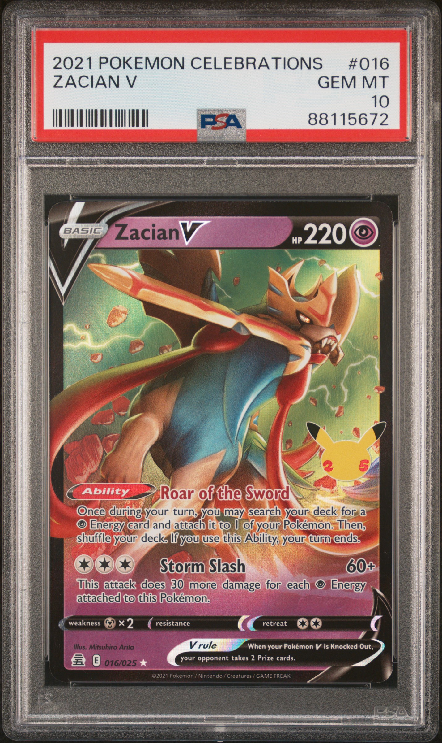 Image of 2021 Pokemon Celebrations Zacian V #016 PSA 10