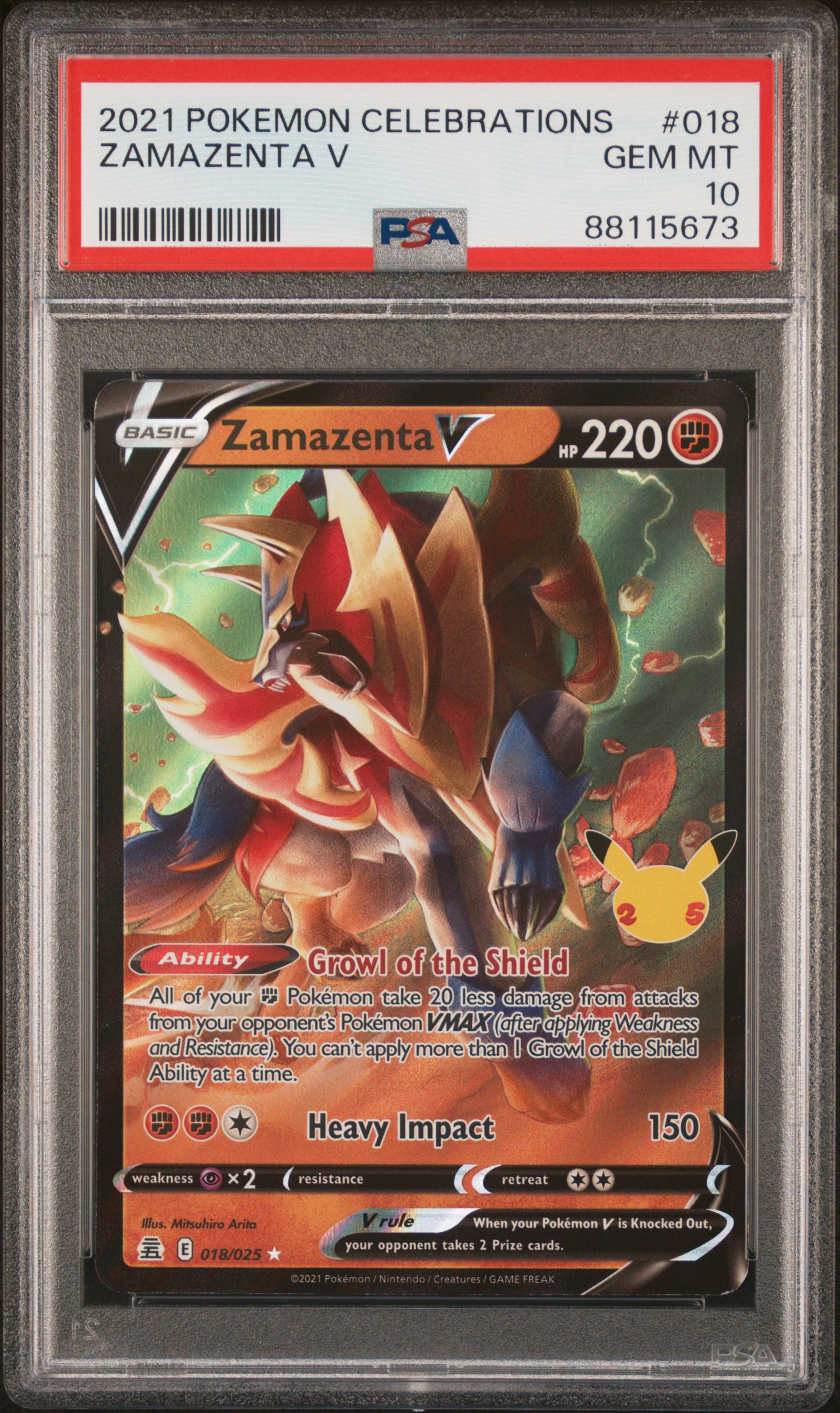 Image of 2021 Pokemon Celebrations Zamazenta V #018 PSA 10