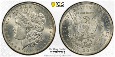 1891-CC $1 VAM 3, Spitting Eagle MS63