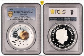 2000 $1 Lunar View KM-514 Colorized Ag PR68DCAM