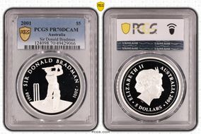 2001 $5 Sir Donald Bradman PR70DCAM