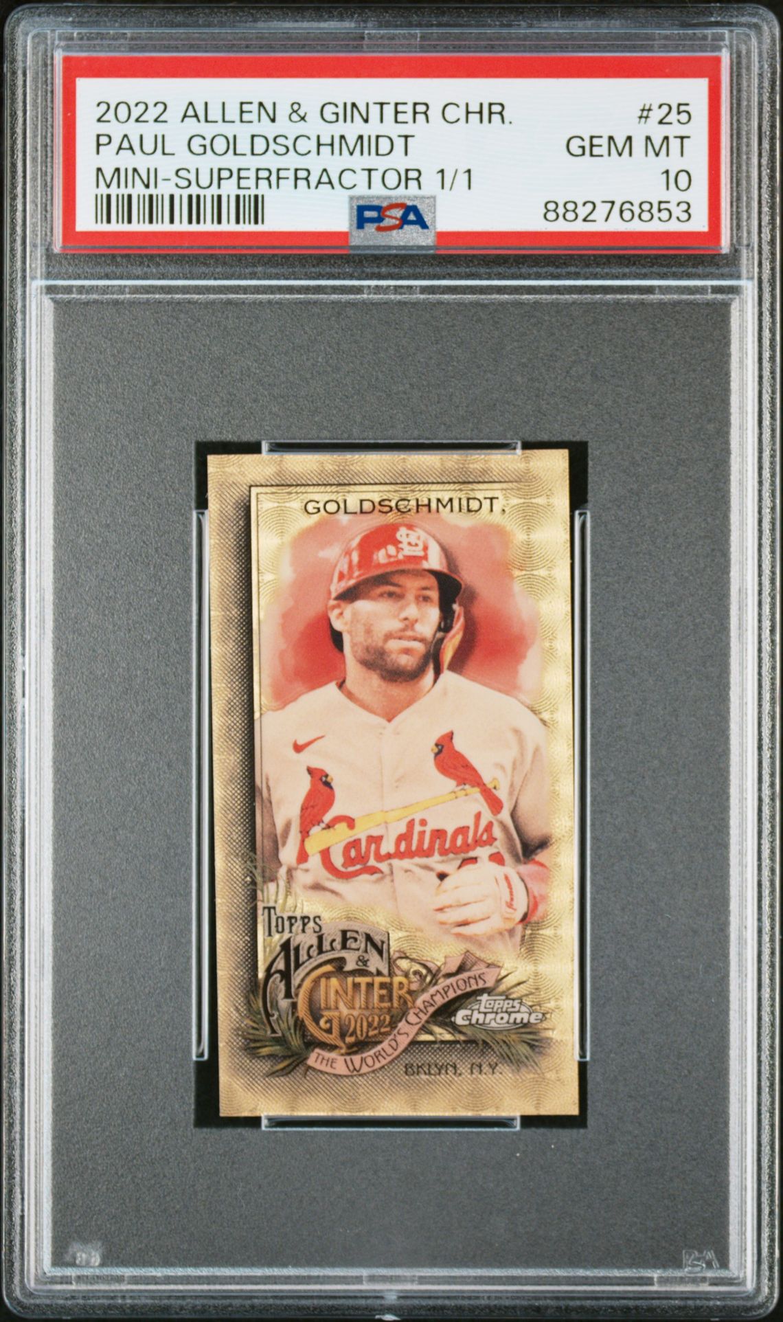 2022 Topps TOPPS ALLEN & GINTER CHROME MINI-SUPERFRACTOR 1/1 #25 Paul Goldschmidt front