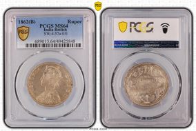 1862(B) Rupee SW-4.57a 0/0 MS64