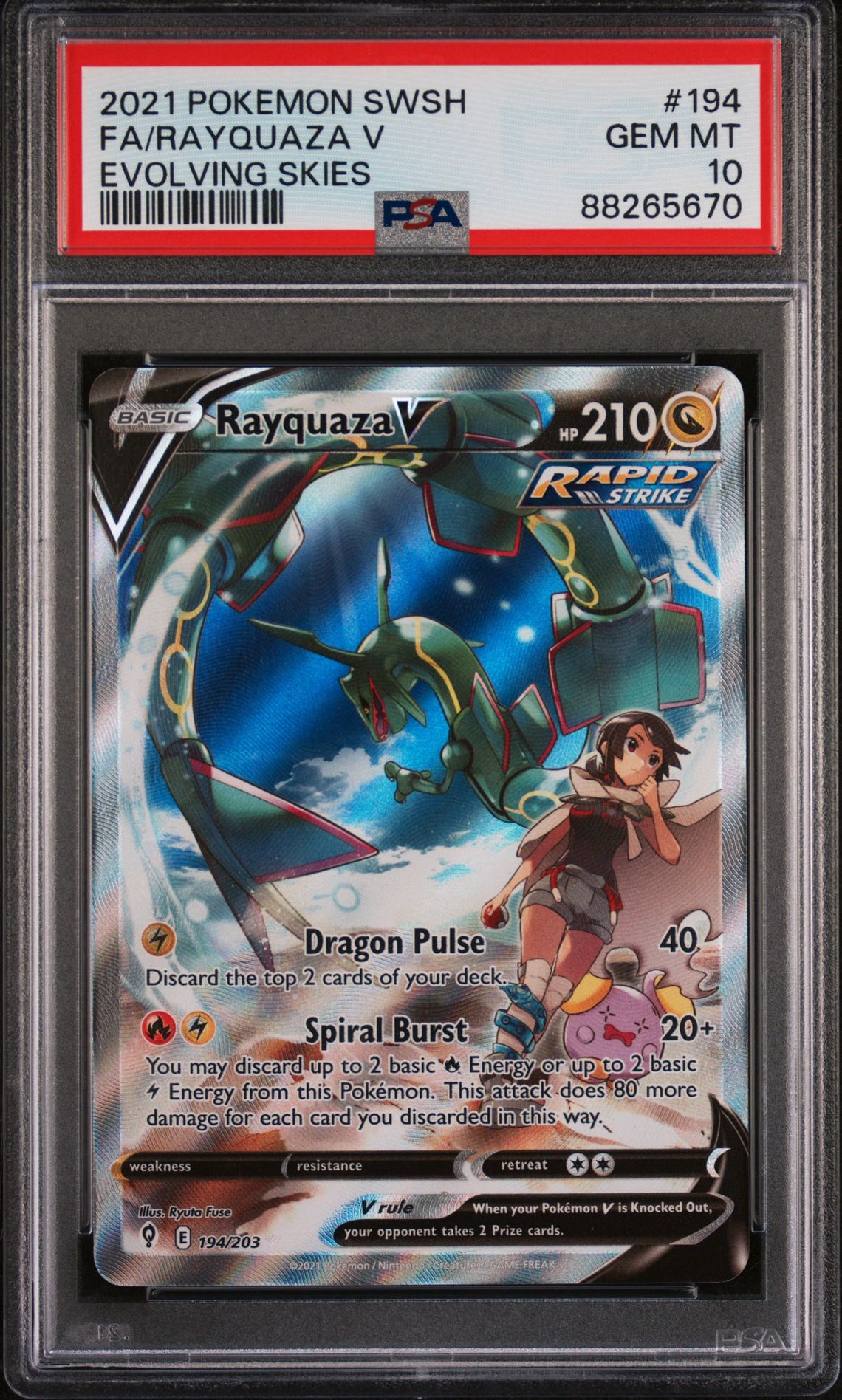 2021 Pokemon POKEMON SWORD & SHIELD EVOLVING SKIES #194 Fa/Rayquaza V front