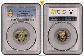 2023 $2 35th Ann $2 Coin Set Colorized Remembrance Dove MS67