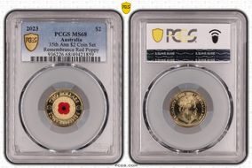 2023 $2 35th Ann $2 Coin Set Colorized Remembrance Red Poppy MS68