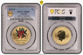 2012-P $1 Merry Christmas Colorized MS69