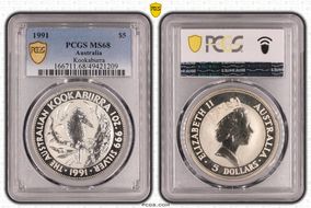 1991 $5 Kookaburra KM-138  Ag MS68