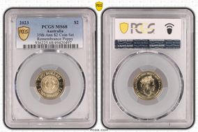 2023 $2 35th Ann $2 Coin Set Remembrance Poppy MS68