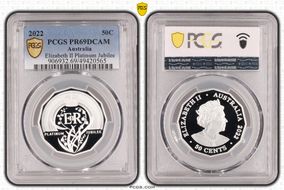 2022 50C Elizabeth II Platinum Jubilee Silver PR69DCAM