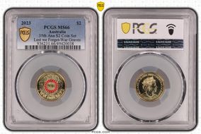 2023 $2 35th Ann $2 Coin Set Colorized Lest we Forget-War Graves MS66