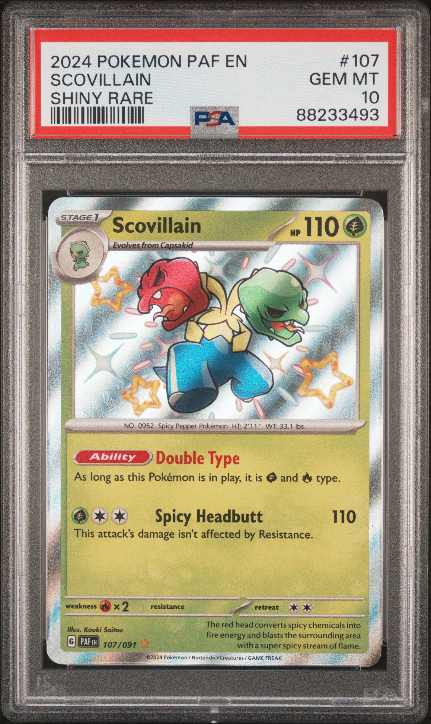 2024 Pokemon Paf En-Paldean Fates Shiny Rare 107 Scovillain – PSA GEM MT 10