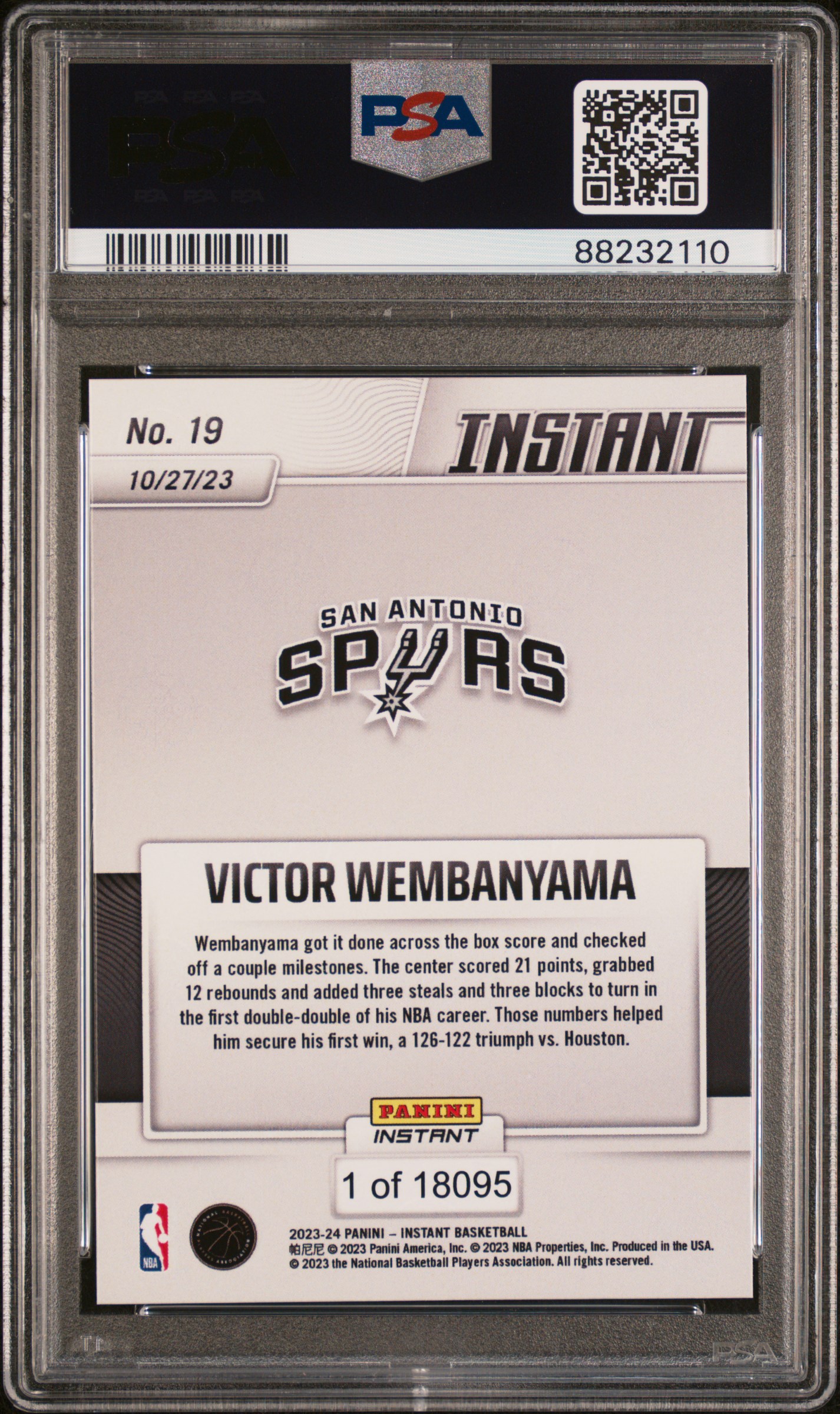 2023 Panini Instant Victor Wembanyama #19 Mint 9 back