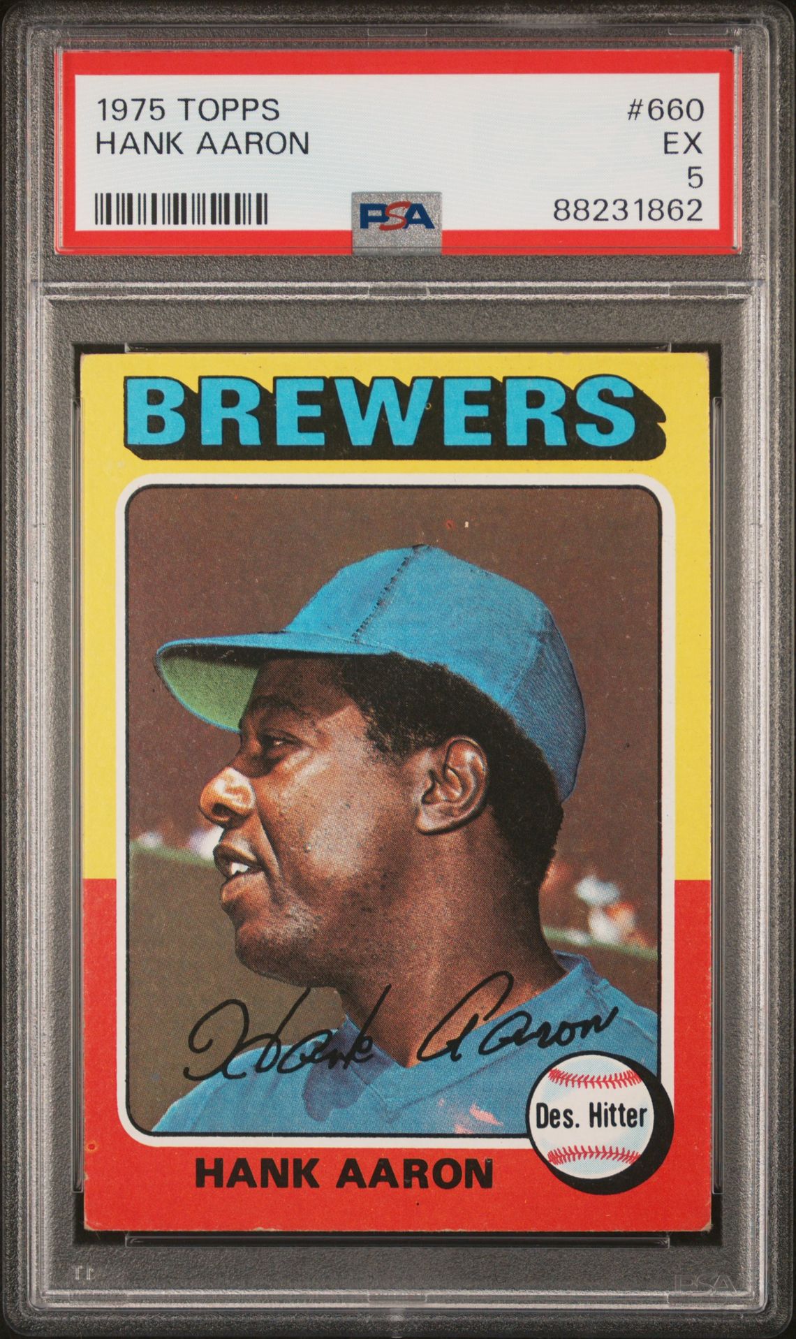1975 Topps Hank Aaron #660 Ex 5 front