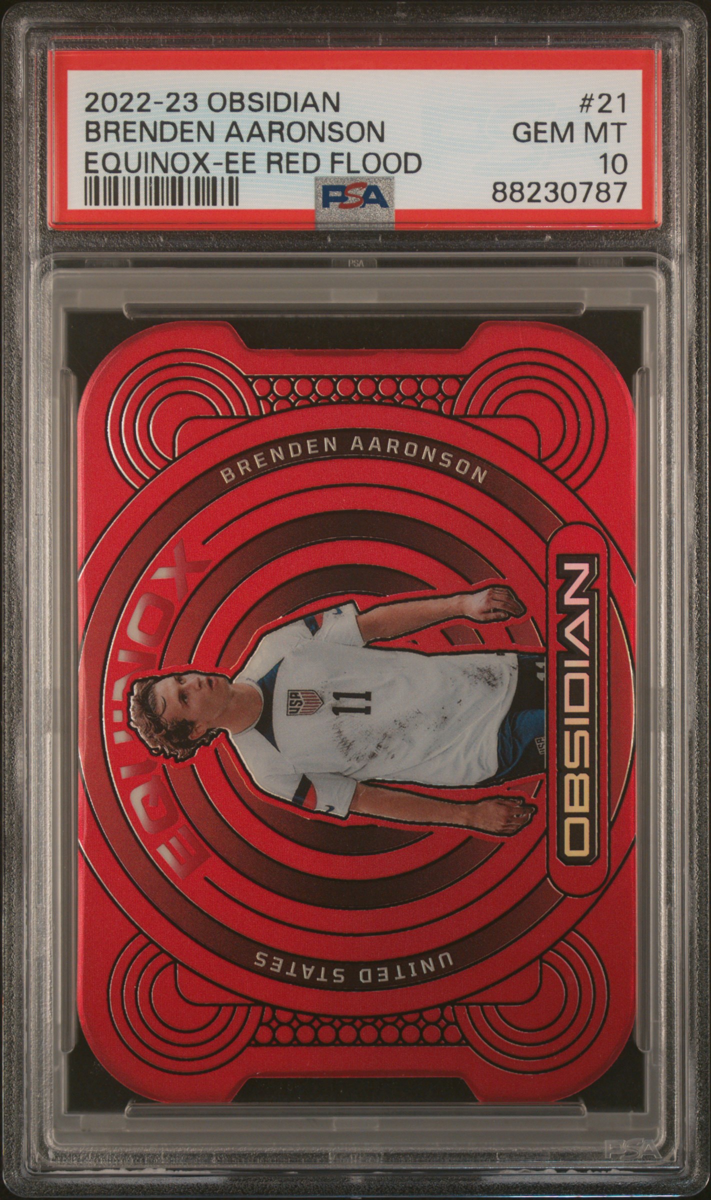 2022-23 Panini Obsidian Equinox Brenden Aaronson #21 (Equinox-Ee Red Flood) Gem Mt 10 front