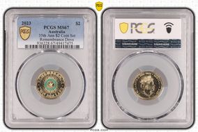 2023 $2 35th Ann $2 Coin Set Colorized Remembrance Dove MS67