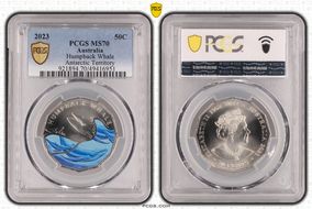 2023 50C Humpback Whale Colorized Antarctic Territory MS70
