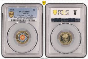 2023 $2 35th Ann $2 Coin Set Colorized Lest we Forget-Eternal Flame MS67