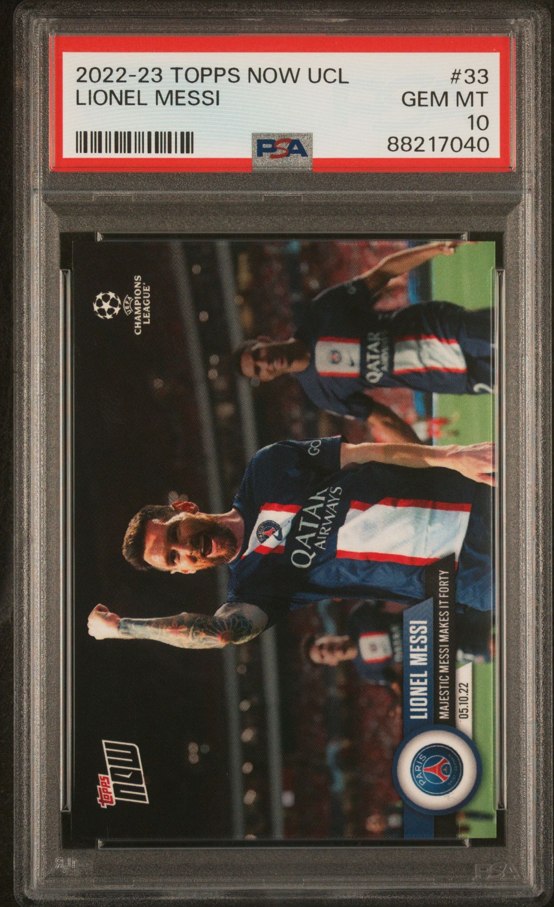 2022 Topps Now Uefa Champions League Lionel Messi #33 Gem Mt 10 front