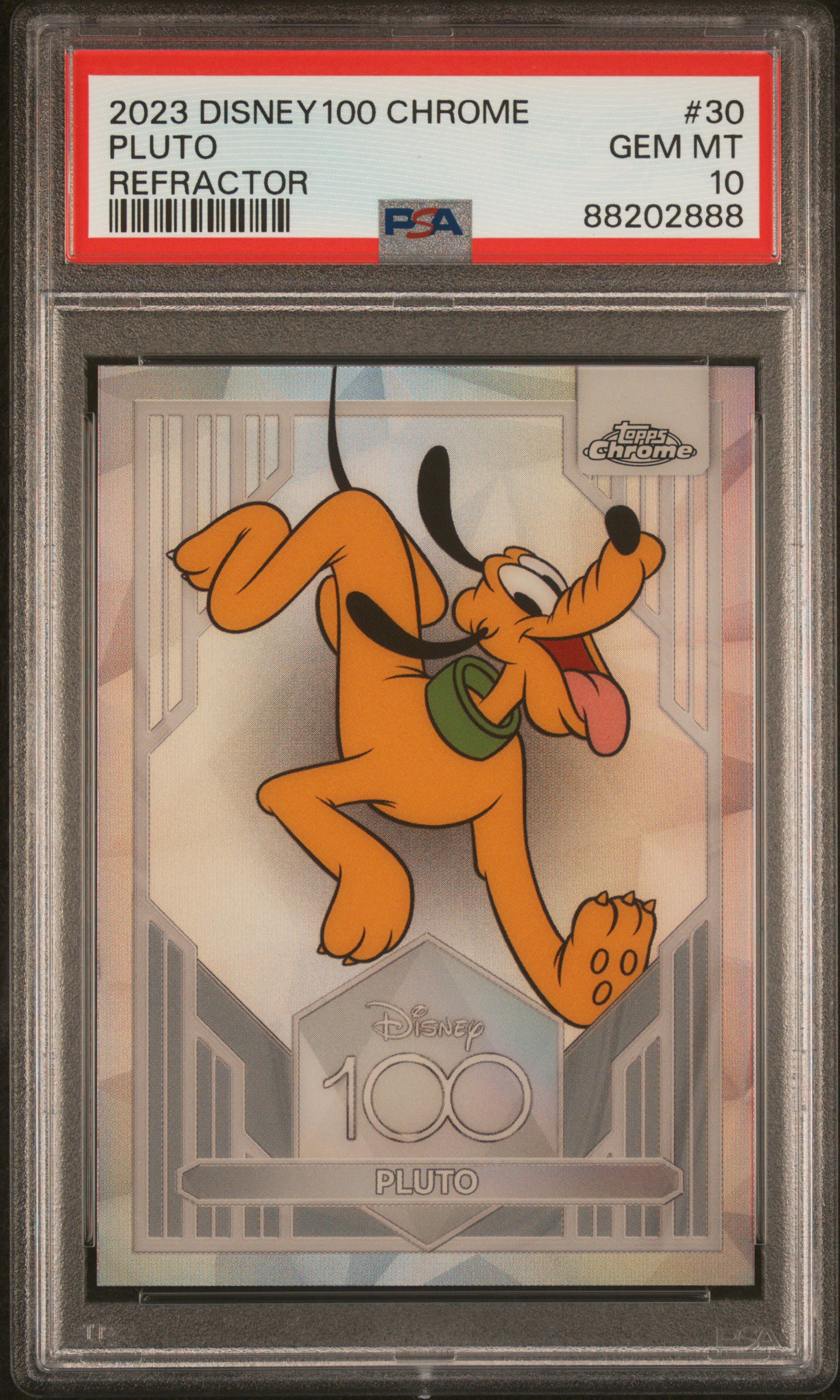 2023 Topps Chrome Disney100 Pluto #30 (Refractor) Gem Mt 10 front