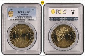 2008 $5 Sir Donald Bradman MS68