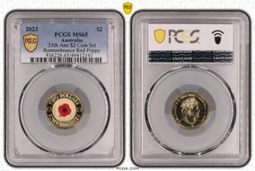 2023 $2 35th Ann $2 Coin Set Colorized Remembrance Red Poppy MS65