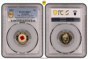 2023 $2 35th Ann $2 Coin Set Colorized Remembrance Red Poppy MS67