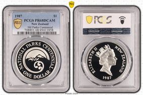 1987 $1 National Parks Cent. KM-65a  Ag PR68DCAM