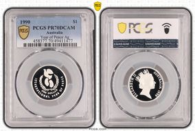1990 $1 Year of Peace Ag PR70DCAM