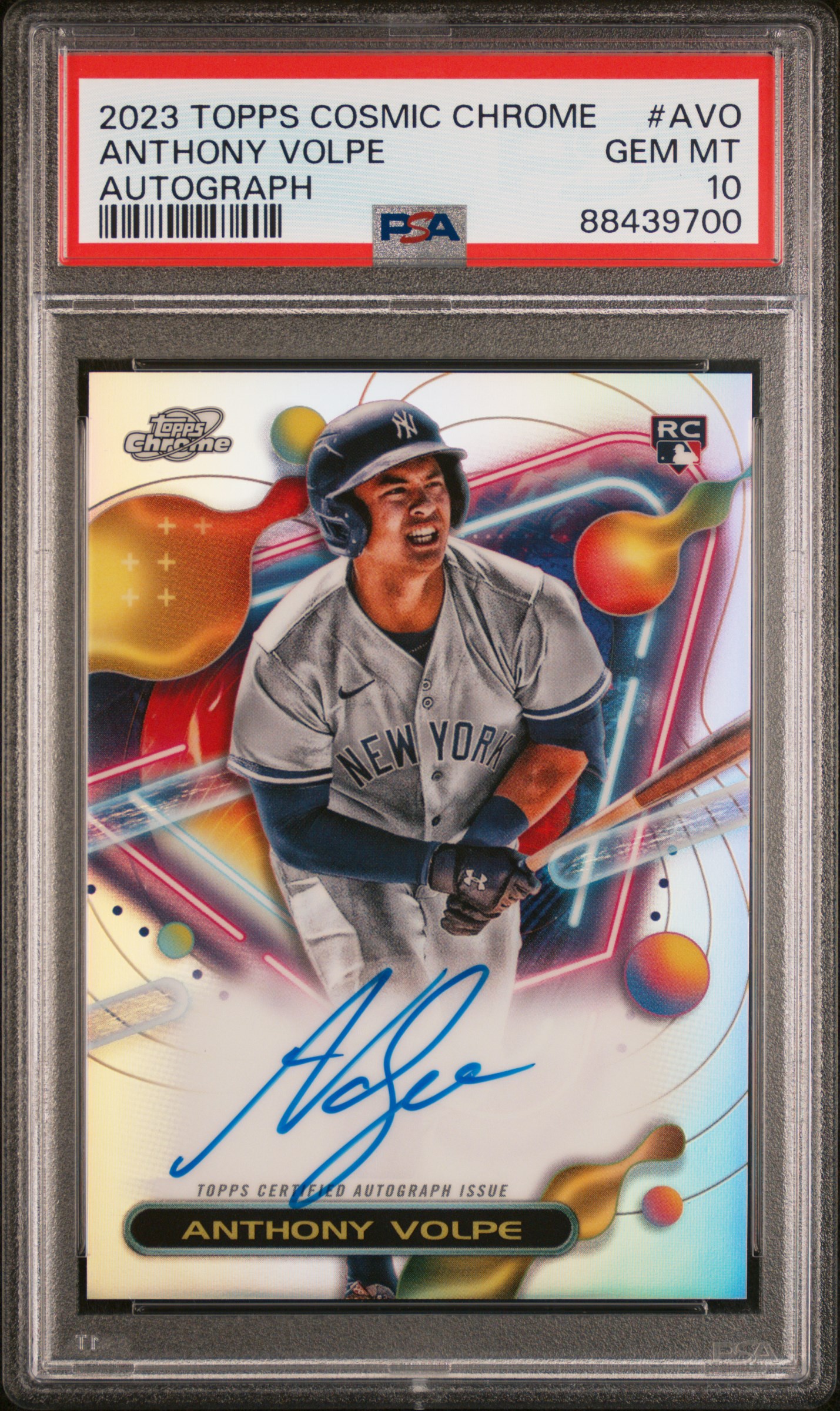 2023 Topps Cosmic Chrome Cosmic Chrome Autograph #AVO Anthony Volpe Signed Rookie Card – PSA GEM MT 10